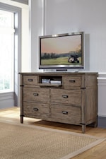 Kincaid Furniture Foundry Rustic Weathered Gray Sideboard with Silverware Storage