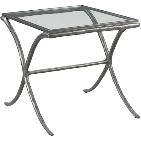 Transitional Glass Top End Table