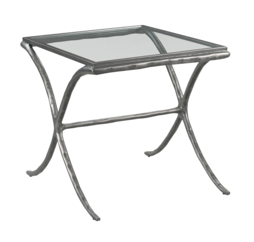 Transitional Glass Top End Table