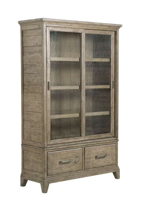Darby Solid Wood China Cabinet with Seed Glass Doors and Touch Lighting