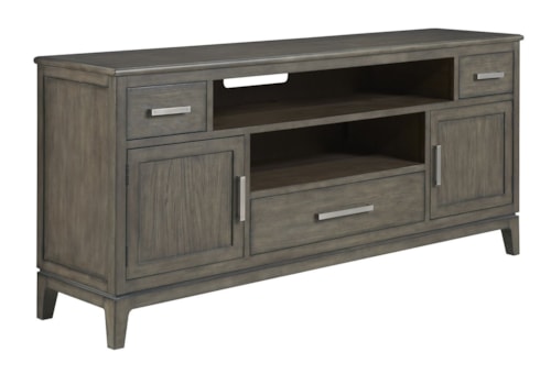 Reagan Solid Wood Entertainment Console with Outlet and Wire Management