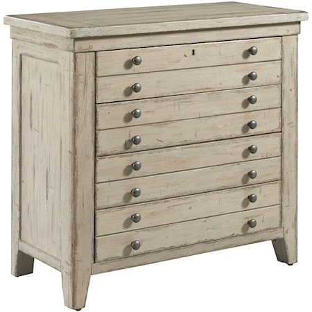 Rustic Brimley 4-Drawer Map Bachelor's Chest with Built In Lighting & Outlets