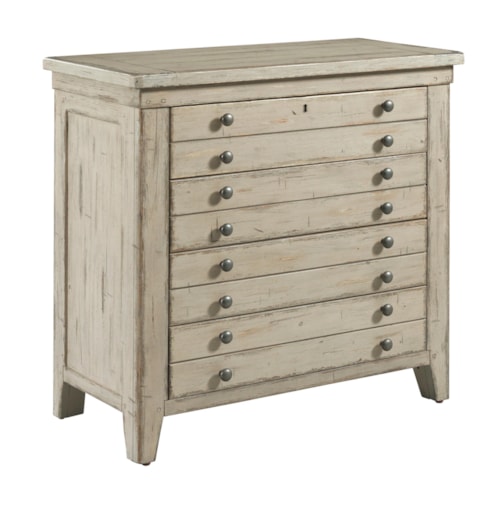 Rustic Brimley 4-Drawer Map Bachelor's Chest with Built In Lighting & Outlets