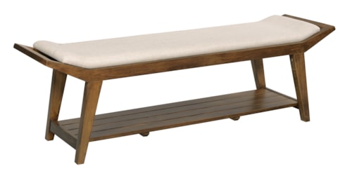 Transitional Bench with Open Shelf