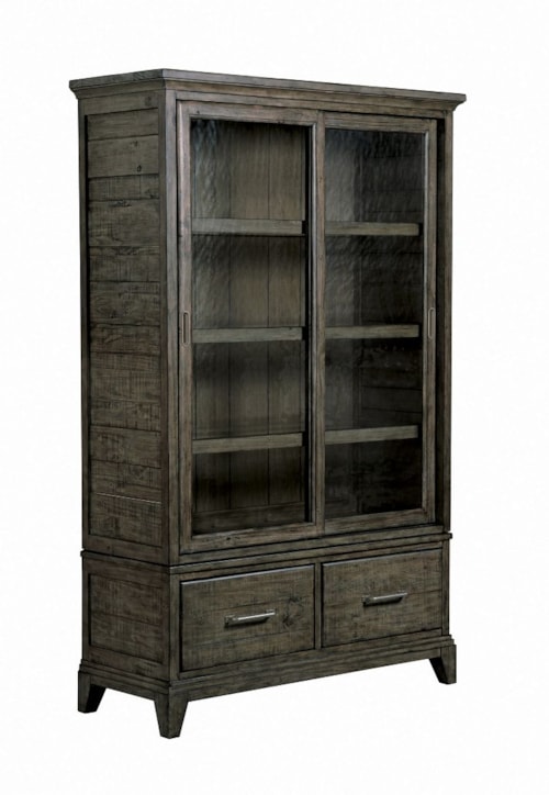 Transitional Solid Wood Display Cabinet with Integrated Ambience Lighting