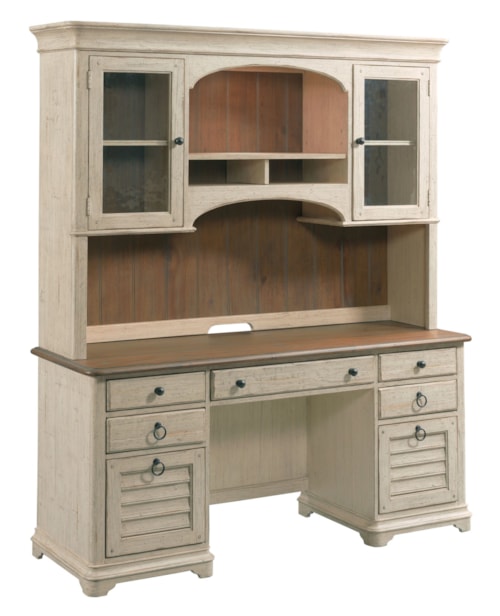 Farmhouse Double Pedestal Executive Desk with Matching Hutch