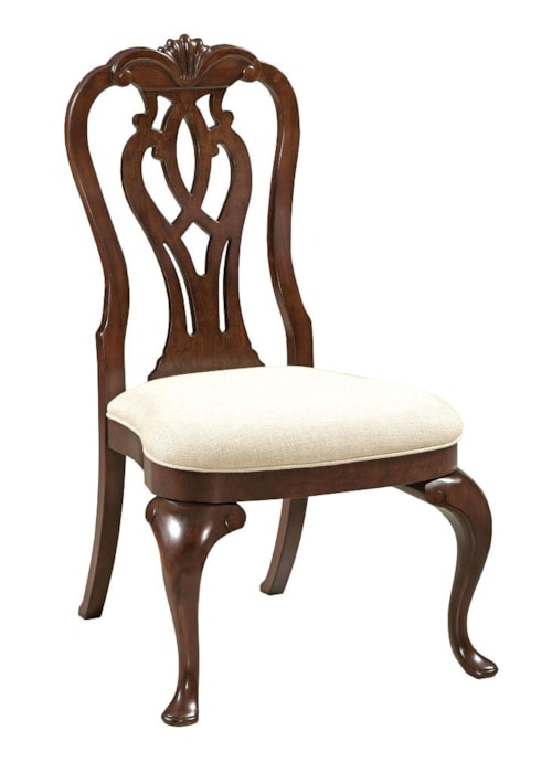 Traditional Queen Anne Side Chair with Upholstered Seat