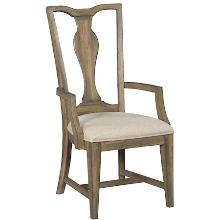 Rustic Copeland Splat Back Arm Chair with Upholstered Seat