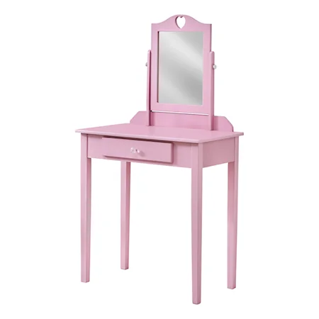 Pink Satiny Vanity Table with Mirror