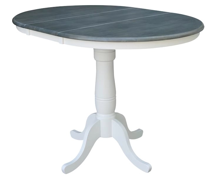 Round Pedestal High Dining Table w/ Leaf