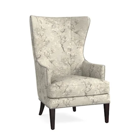 Contemporary Accent Chair with Curved Wing Design