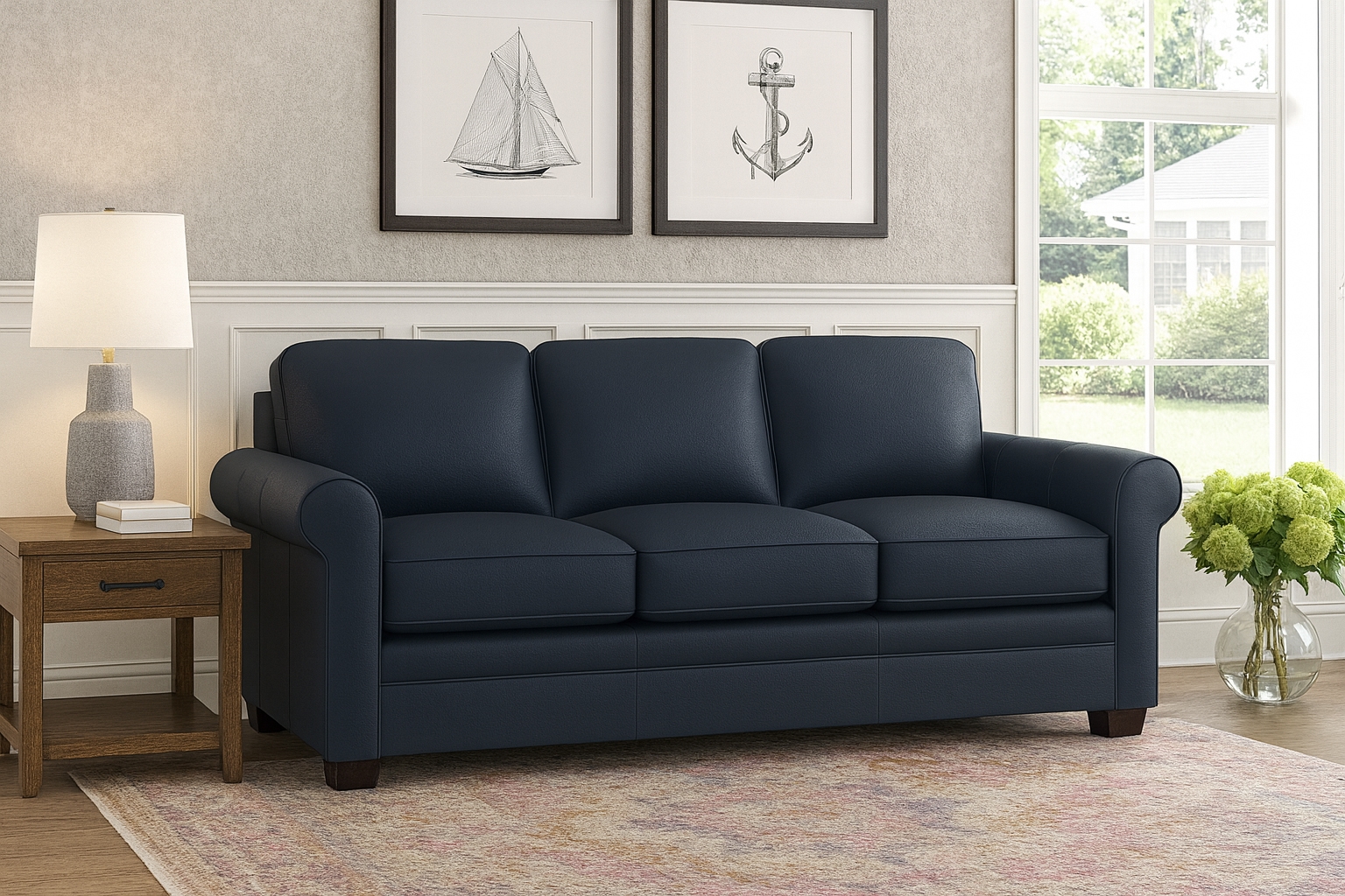 Shallow Depth Leather Sofa