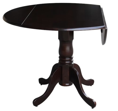 Transitional Round Dining Table with Drop Leaves