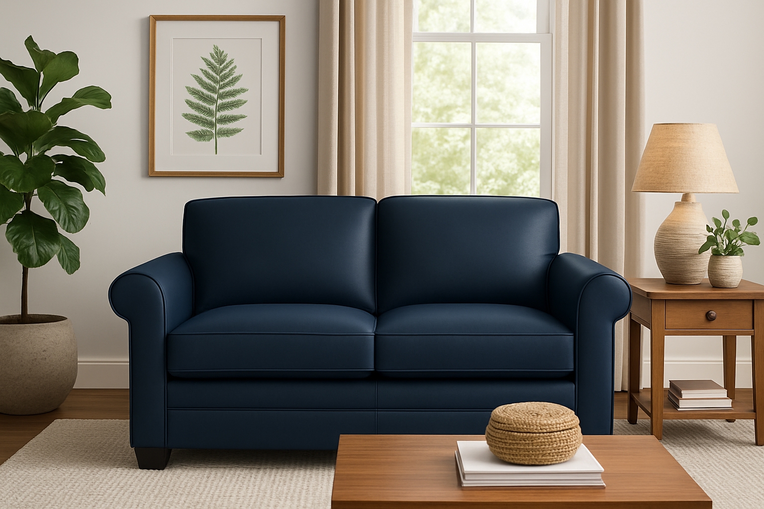 Top Grain Leather Shallow Depth Loveseat
