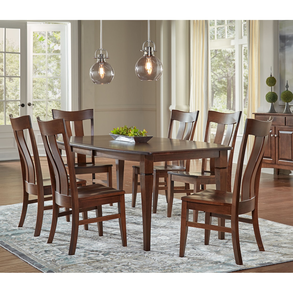 Archbold Furniture Amish Essentials Casual Dining 7pc Boat Shaped Dining Set