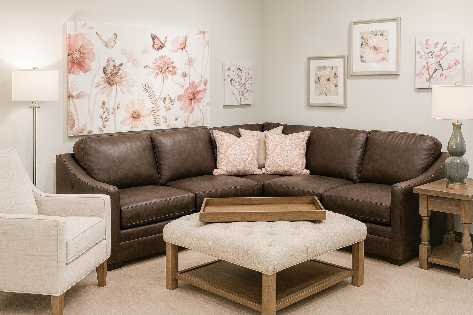 Top Grain Leather Custom 2pc Sectional