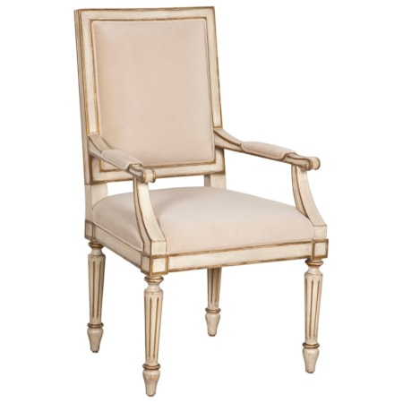 Upholstered Dining Armchair w/Gold Striping