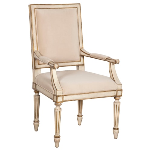 Traditional Upholstered Dining Armchair w/Gold Striping