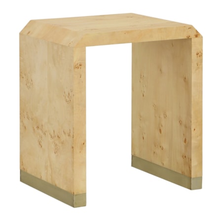 Chairside Table w/Brushed Gold Metal Accents