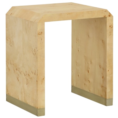 Chairside Table w/Brushed Gold Metal Accents