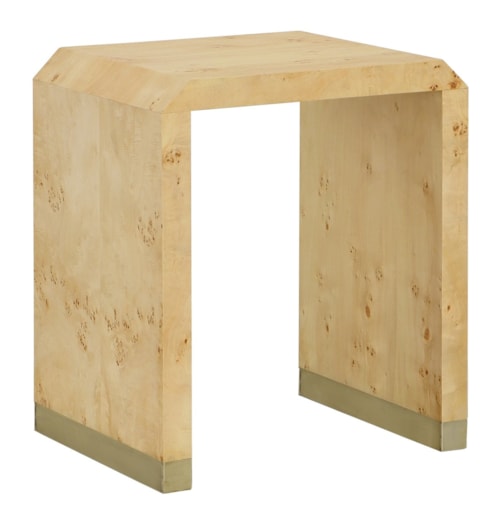 Contemporary Chairside Table w/Brushed Gold Metal Accents