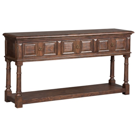3-Drawer Console Table w/Fixed Shelf