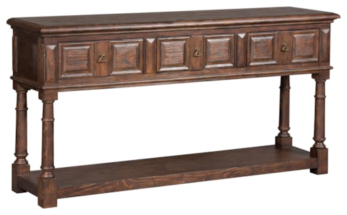 Rustic 3-Drawer Console Table w/Fixed Shelf