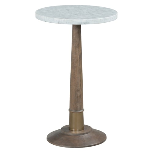 Traditional Round Drink Table with Brass Accents