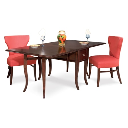 42" Casual Drop-Leaf Dining Table w/Drawer