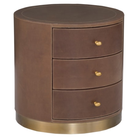 3-Drawer Round End Table