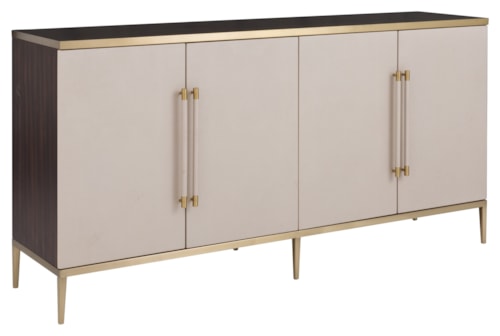 Contemporary 4-Door Credenza with Adjustable Shelves