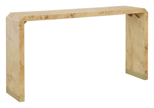 Rustic Rectangular Sofa Table with Brushed Gold Legs