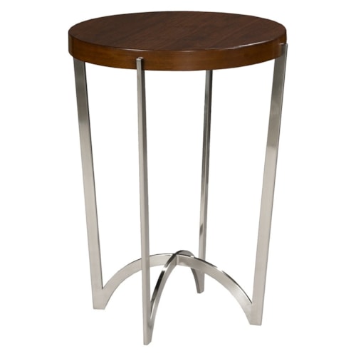 Contemporary Round Drink Table with Cross Leg Metal Base