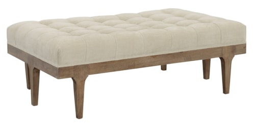 Transitional Rectangular Cocktail Ottoman w/Tufted Upholstery