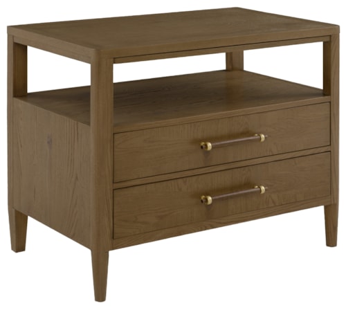 Mid-Century Modern 2-Drawer Nightstand with Pull-Out Shelf