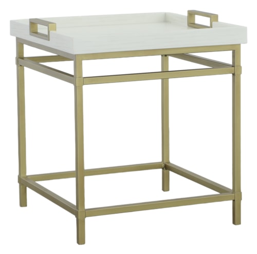 Contemporary Square End Table with Tray Top