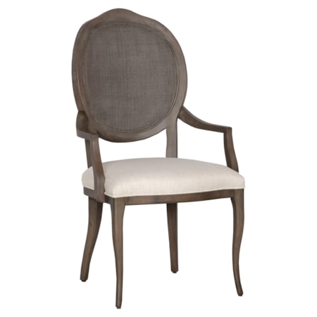Upholstered Dining Armchair w/Cane Accents