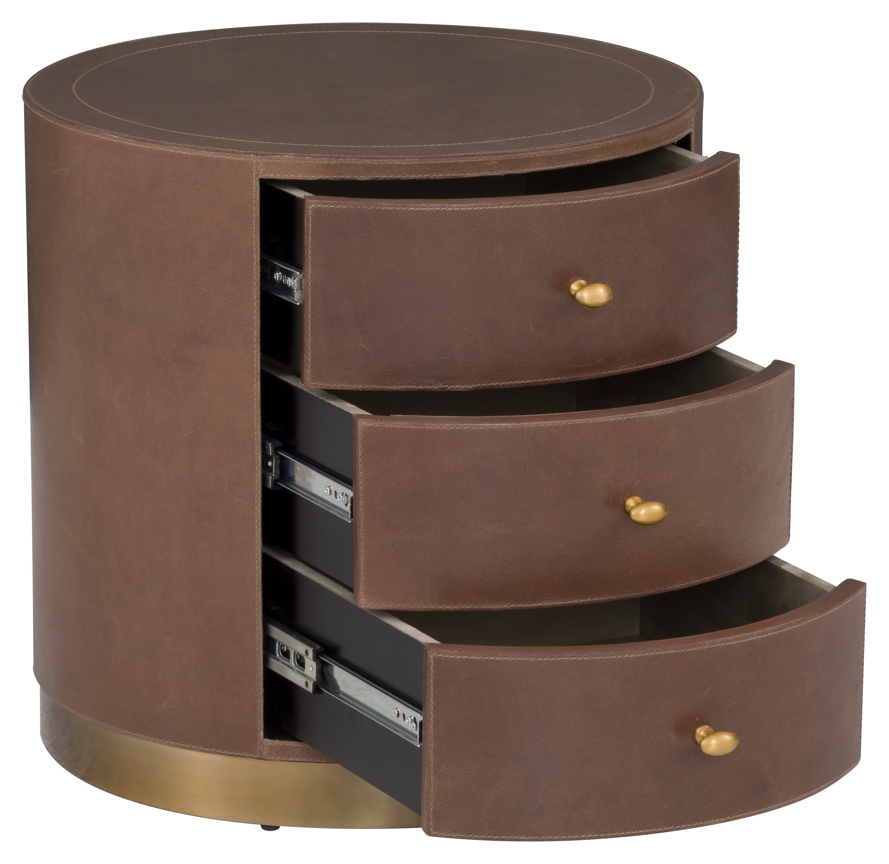 3-Drawer Round End Table