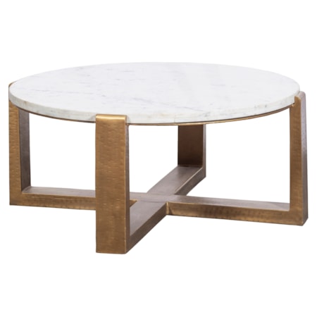 36" Round Marble-Top Cocktail Table