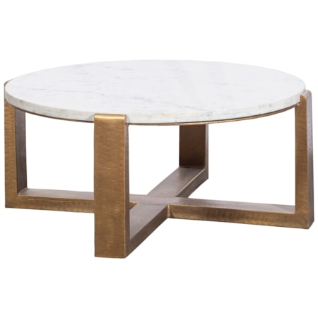 36" Round Marble-Top Cocktail Table