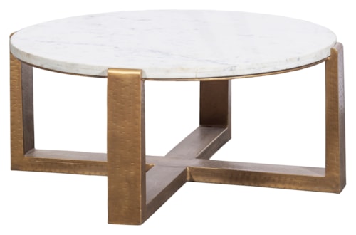 Contemporary 36" Round Marble-Top Cocktail Table