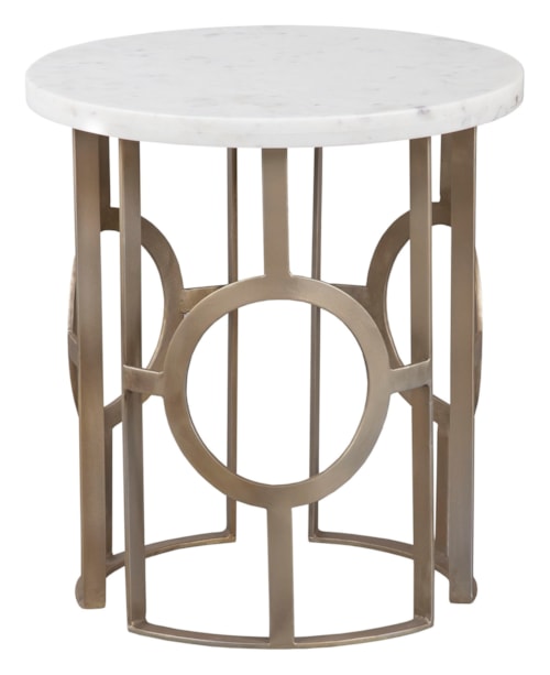 Contemporary Round End Table with Marble Top