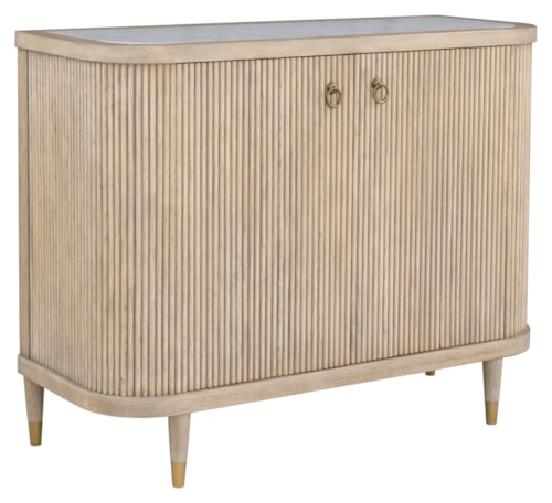 Transitional 2-Drawer Credenza with Inset Stone Top