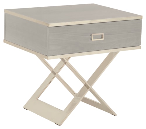 Contemporary 1-Drawer End Table with Metal Pull