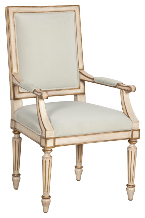 Traditional Upholstered Dining Armchair w/Gold Striping