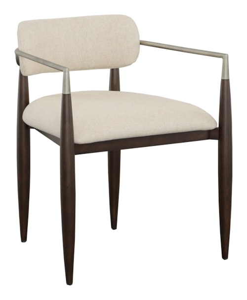 Contemporary Upholstered Dining Armchair w/Steel Accents