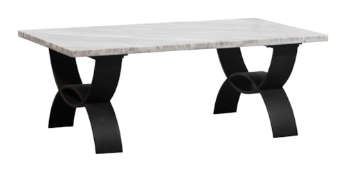 Contemporary Rectangular Cocktail Table with Marble Top