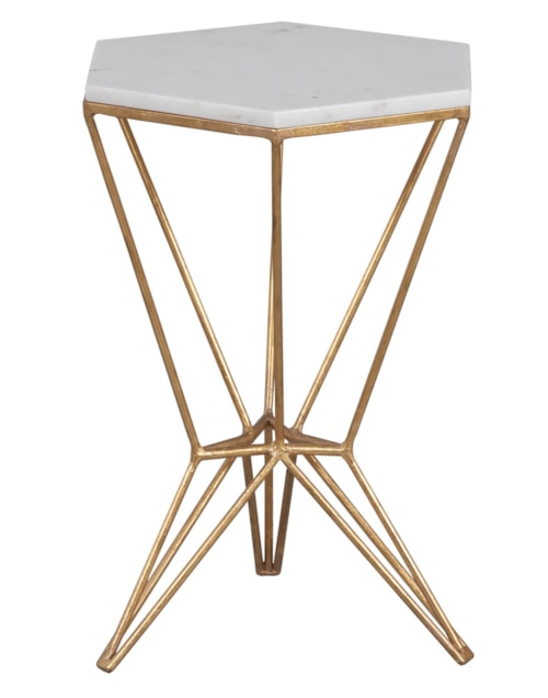 Contemporary Hexagonal Drink Table with Marble Top