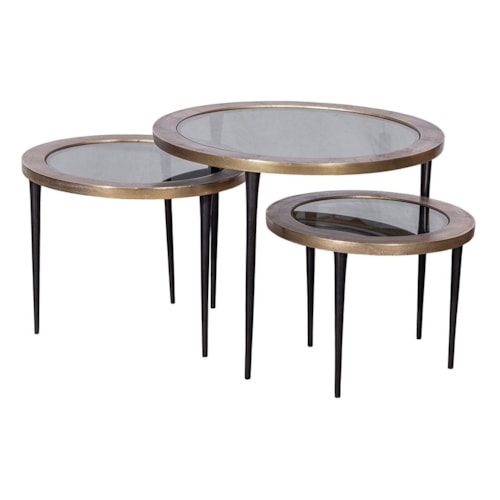 Contemporary 3-Piece Nesting Cocktail Tables with Glass Tops