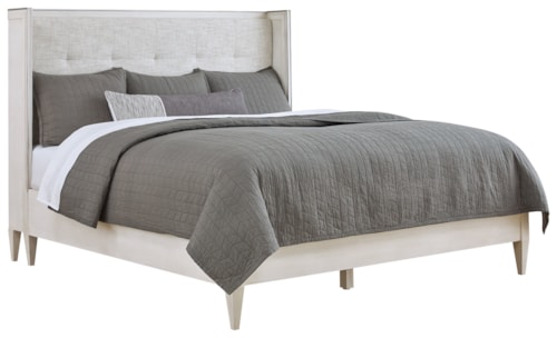Transitional Queen Panel Bed with Upholstered Headboard